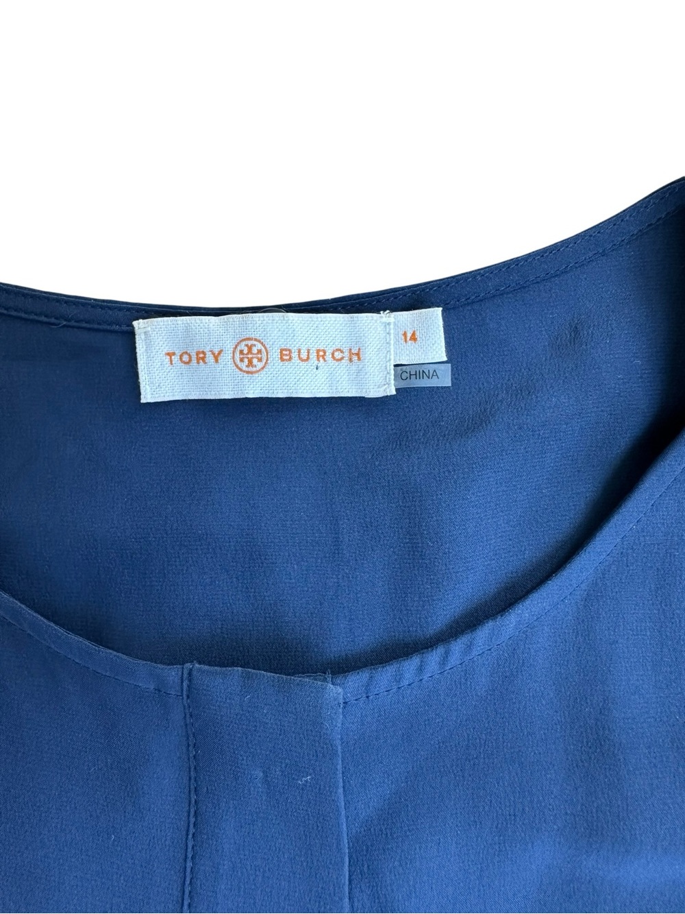 Tory Burch Navy Blue Silk Long Sleeve Button Up Shirt Dress - Picture 3 of 5